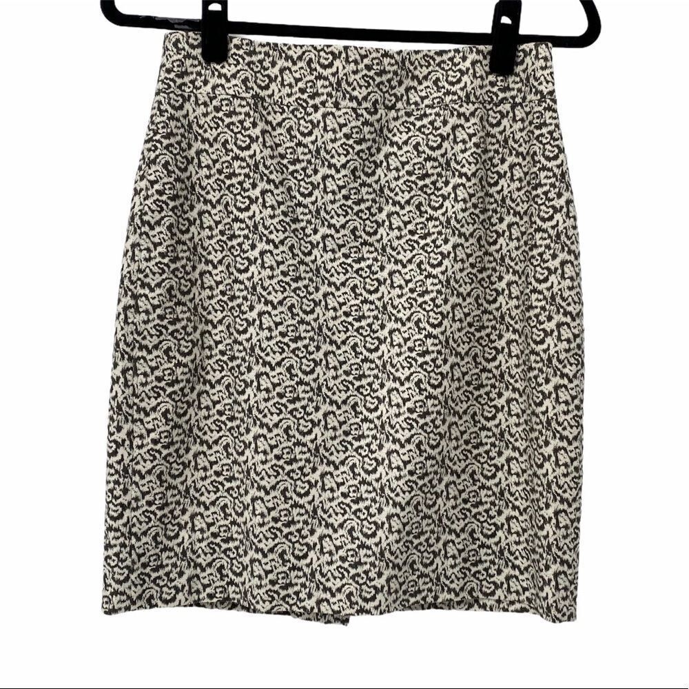 J. Crew White & Black Print Career Pencil Skirt Womens 2